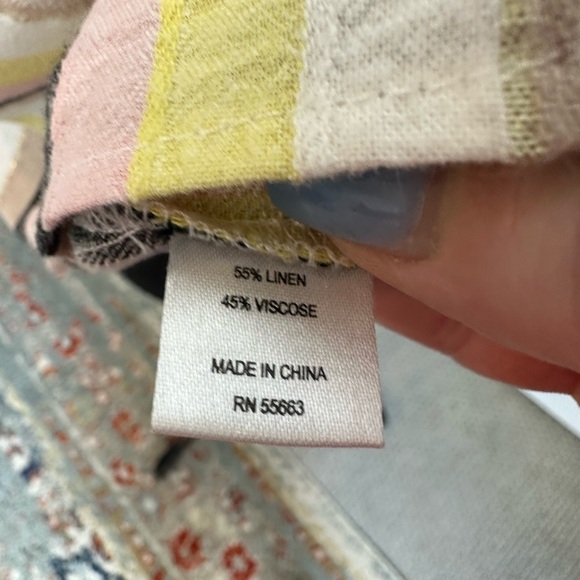 For Cynthia Pastel and Neutral Color Striped 55% Linen Top - Picture 7 of 7